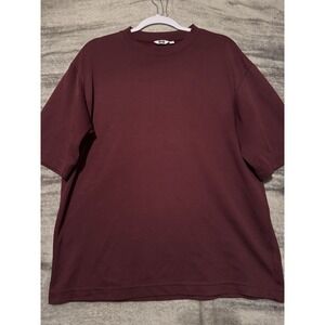 Uniqlo AIRism Cotton Oversized Crew Neck Maroon T-Shirt Size L Large